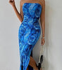 Women's Clothing Slit Hemline At Hem Sleeveless Printed Dress