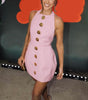 Sleeveless Backless Rose Button Dress