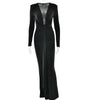 Fashion Deep V-neck Ribbon Slit Slim-fitting Dress