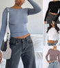 Women's Clothing Fashion Slim Long-sleeved Pullovers Tops Solid Causal Fit Shirts