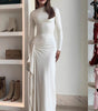 Slim-Fit Asymmetric Split Long Sleeve Dress