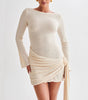 Y2K Long-Sleeve Backless Dress – Sexy & Hip-Hugging Fit!