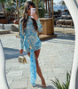 Women's Long Sleeve Printing Color Contrast Skinny Sheath Dress
