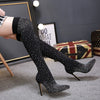High Heels Over The Knee Boots With Pointed Toes And Thin Heels