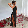 Elegant One-Shoulder Backless Satin Dress