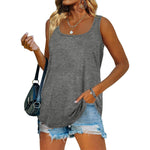 Hot Summer Sleeveless Square Collar Vest In Solid Color