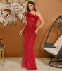 Black Paillette Feather Stitching Sequin Sexy Evening Dress Women