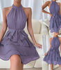 Women's Halterneck Dresses Sleeveless Ruffle Dress