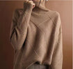 Women's Turtleneck Textured Rhombus Sweater