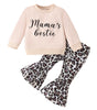 Parent-child Clothes Suit Clothes Girls' Sweater Top Leopard Print Bell-bottom Pants