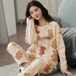 Pyjama-Set für Damen, süßer Cartoon-Druck, Nachtwäsche, 2-teiliges Lounge-Set