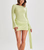 Y2K Long-Sleeve Backless Dress – Sexy & Hip-Hugging Fit!