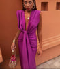 Solid Color Lace High Waist V-neck Dress