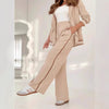 Women’s 2-Piece Suit Set – Blazer & High Waist Wide Leg Pants Office Outfit