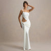 Solid Color Irregular Side Streamers Wear Pleated Dress