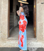 Slim Slit Tube Long Dress Summer Sexy Pint Party Beach Dresses Women's Clothing