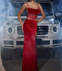 Rhinestone Velvet Pendant Collar Sling Banquet Party Dress