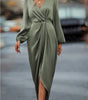 Elegant Waist-Tight V-Neck Split Dress