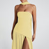 Pure Color Split Backless Elegant Streamer Dress