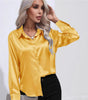 One-Button Satin Long Sleeve Shirt