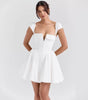 European And American Waist Slimming Pleated Slim White Dress Skirt