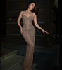 Net Drill Rhinestone Split Strap Dress