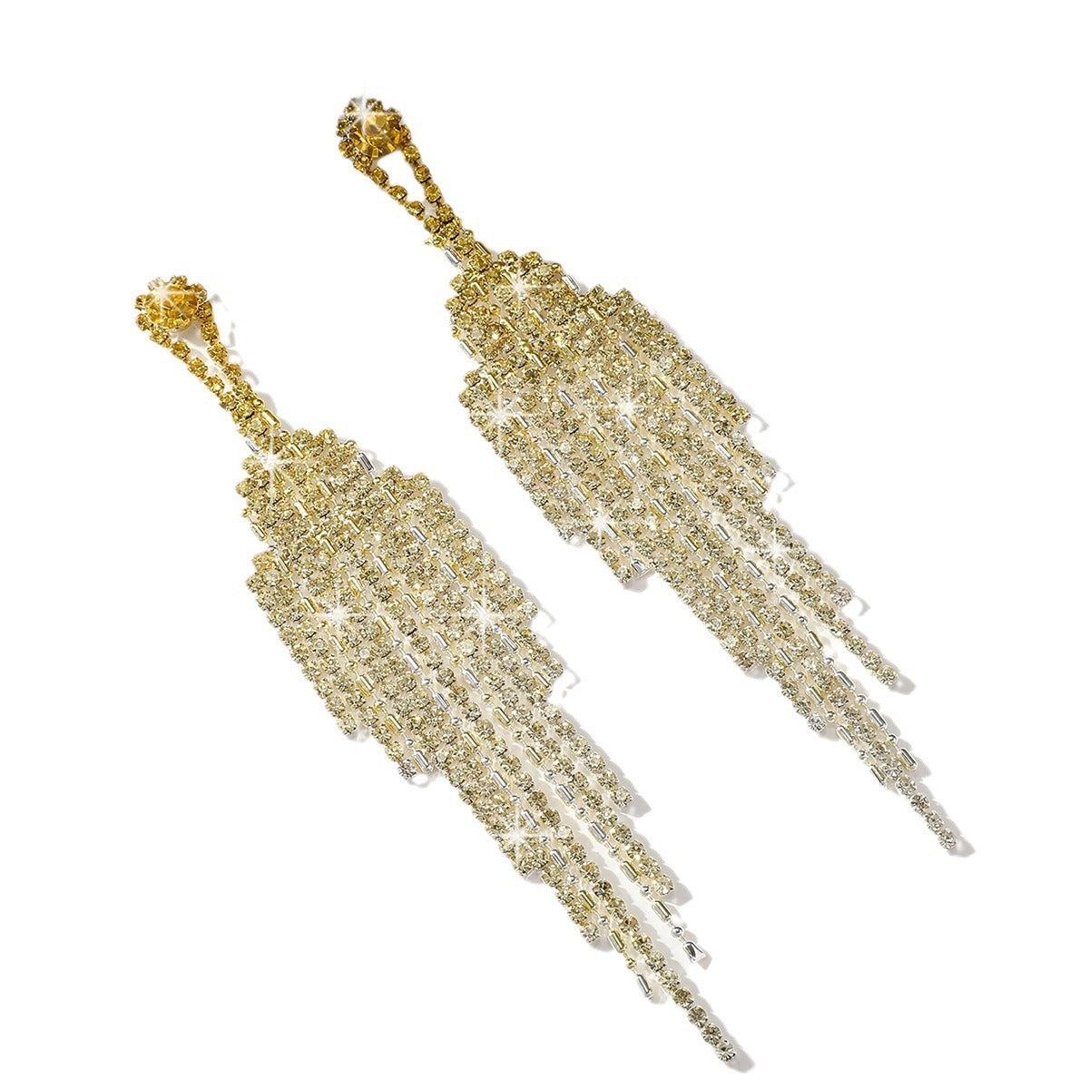 Full Rhinestone Tassel High-grade Luxury Style Earrings