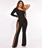 Fashion Mesh Patchwork Hot Drilling Micro-pull Jumpsuit