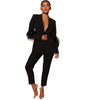 Women's Ostrich Fur Two-piece Lapel