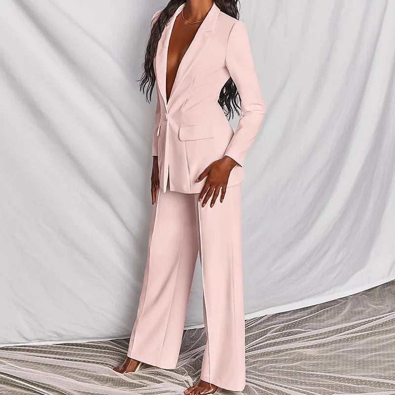 Women’s 2-Piece Blazer Suit Set – Long Sleeve Blazer & Pants