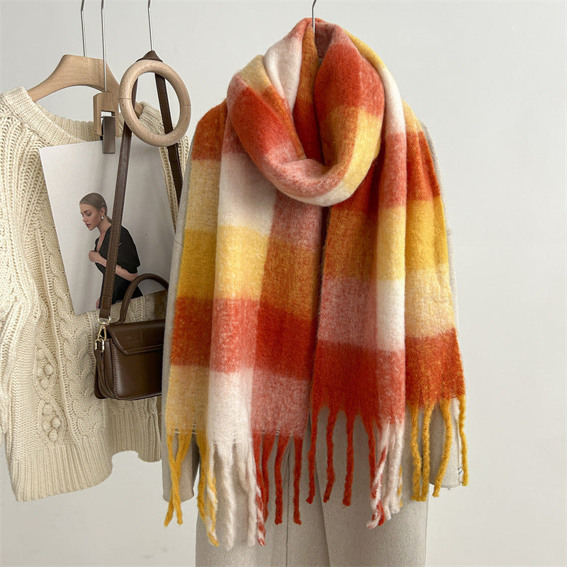 New Mohair Plaid Scarf For Women