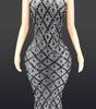 Plus Size Silver Rhinestone Evening Gown