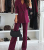Women's Suit Lapel Leisure Commute Solid Color Two-piece Suit