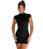 Solid Color Backless Sleeve Slim Fit High Waist Short Dress