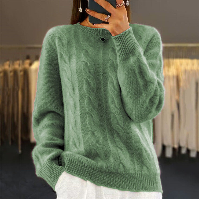 Fashion Retro Cable-knit Pullover Sweater Women