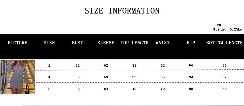 Autumn Winter Sexy Padded Shoulder Suit Set – Slim Fit Crop Blazer & Skirt