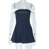 Y2K Black & White Patchwork Mini Dress – Backless, Ruched, Chic Streetwear