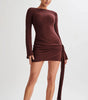 Y2K Long-Sleeve Backless Dress – Sexy & Hip-Hugging Fit!