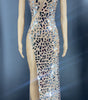 Shining Mirrors Sexy Sleeveless Backless Party Dress With Neck High Slit