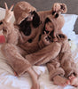Parent-child Plush Pajamas Gloves Brown Bear Cartoon Cute