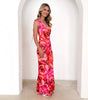 V-neck Design Printing Stretch Dress