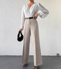 2025 High Waist Slimming Straight Leg Business Trousers – French Style with Side Pockets