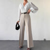 2025 High Waist Slimming Straight Leg Business Trousers – French Style with Side Pockets