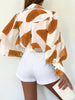 Women's Long Sleeve Printed Blouse with Shirt Collar, Casual Style