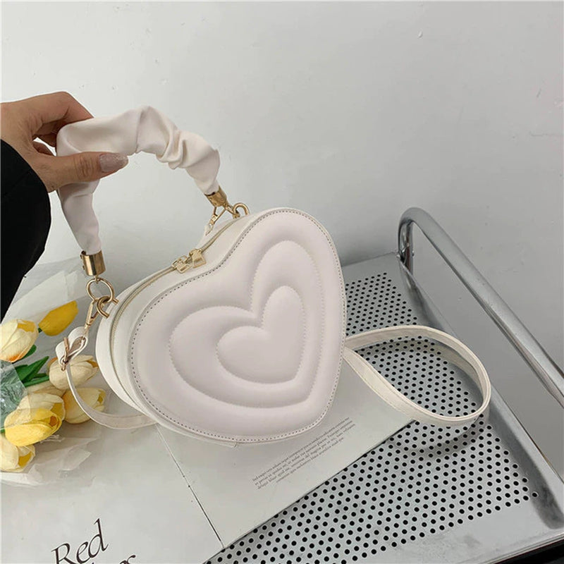 Heart-Shaped PU Leather Crossbody Bag