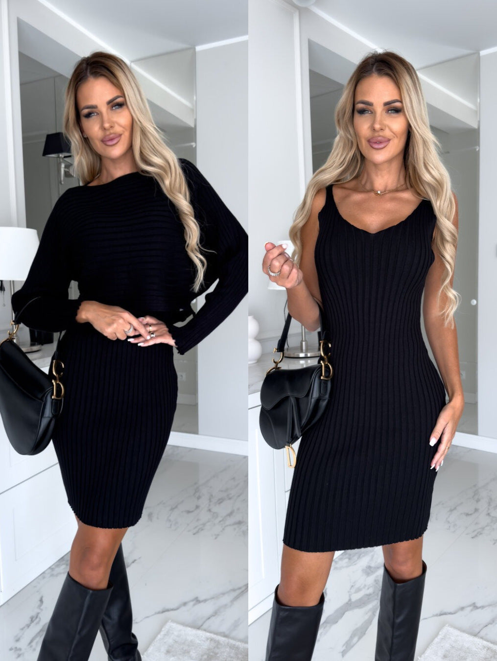 2pc Women's Stripe Top & Skirt Set - Autumn/Winter Fashion