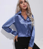 One-Button Satin Long Sleeve Shirt