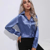 One-Button Satin Long Sleeve Shirt