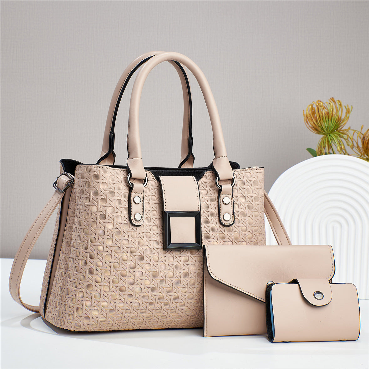 Three-Piece Textured Women's Crossbody Bag Set