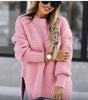 Solid color drawstring side slit knit sweater